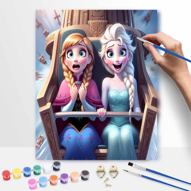 Disney Frozen Anna Elsa DIY Painting Kit Classic Style Home Decor Craft Gift Idea Art Paint Set Wall Hanging Canvas Painting Wall Art
