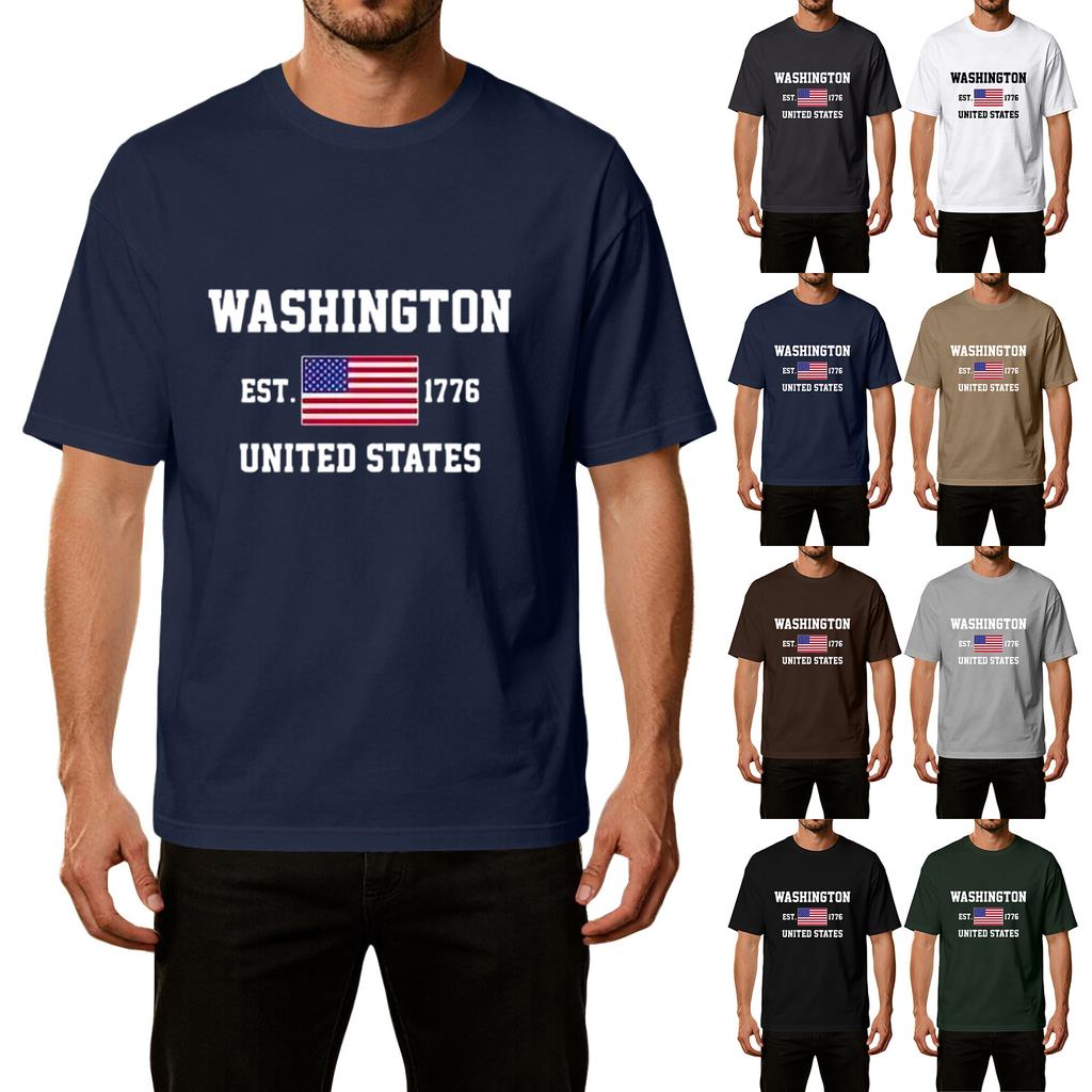Men's Casual Short Sleeve T-Shirt Lightweight Breathable Fabric Crew Neck Printed Graphic Tee for Everyday Wear and Outdoor Activities
