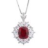 Jewelry Copper Bottom Gold-Plated Simulation Red Corundum Blue Spinel Light Luxury Pendant Female 14 * 16