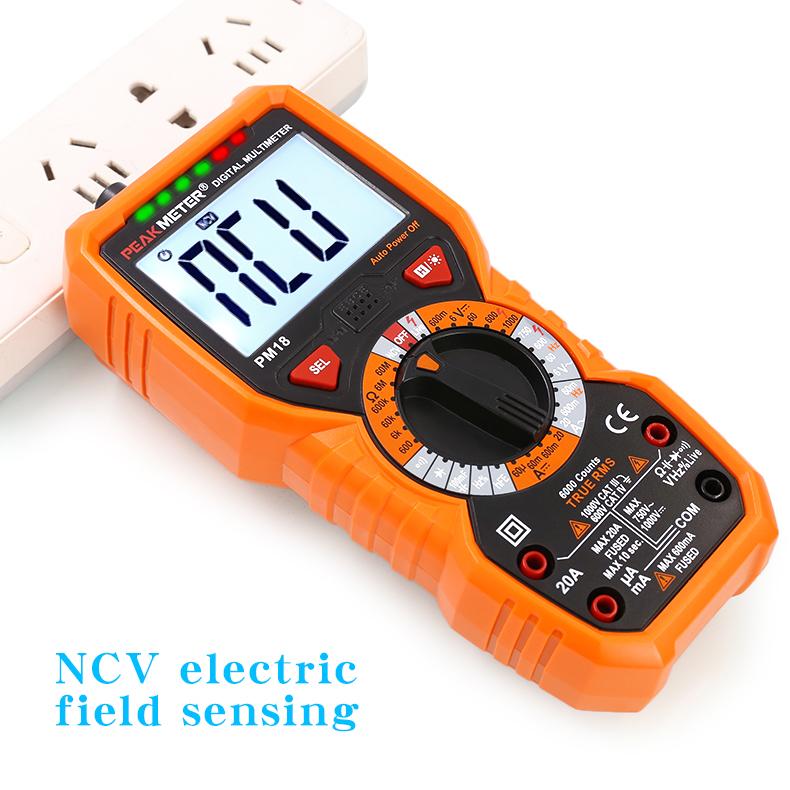 PEAKMETER PM18C Überlastschutz Multimeter, Hochpräzises Digitalanzeige-Multimeter für Elektriker und Haushaltsspannung