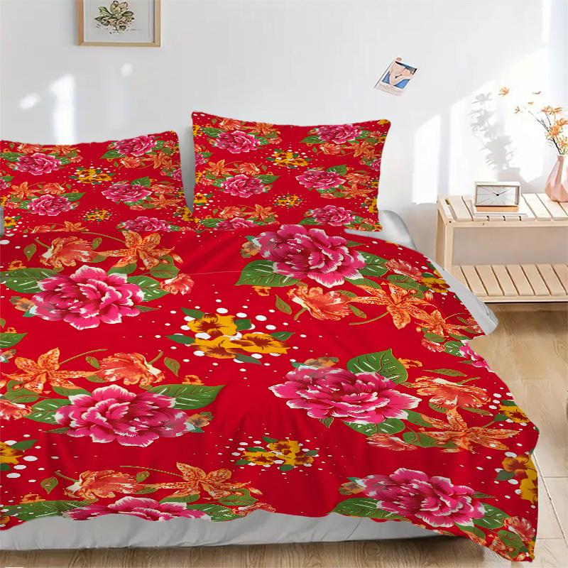 

3 шт. Комплект постельного белья из цветочной ткани, Дышащий и мягкий, Подходит для всех сезонов, Идеально подходит для домашнего использования, Подходит для декора спальни yy250821208 135x200cm