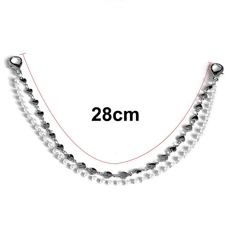 New Multifunctional Fashion Shoe Chain Personality All-match Star Love Pearl Double-layer Shoe Chain Punk Hip-hop Trend Accessories