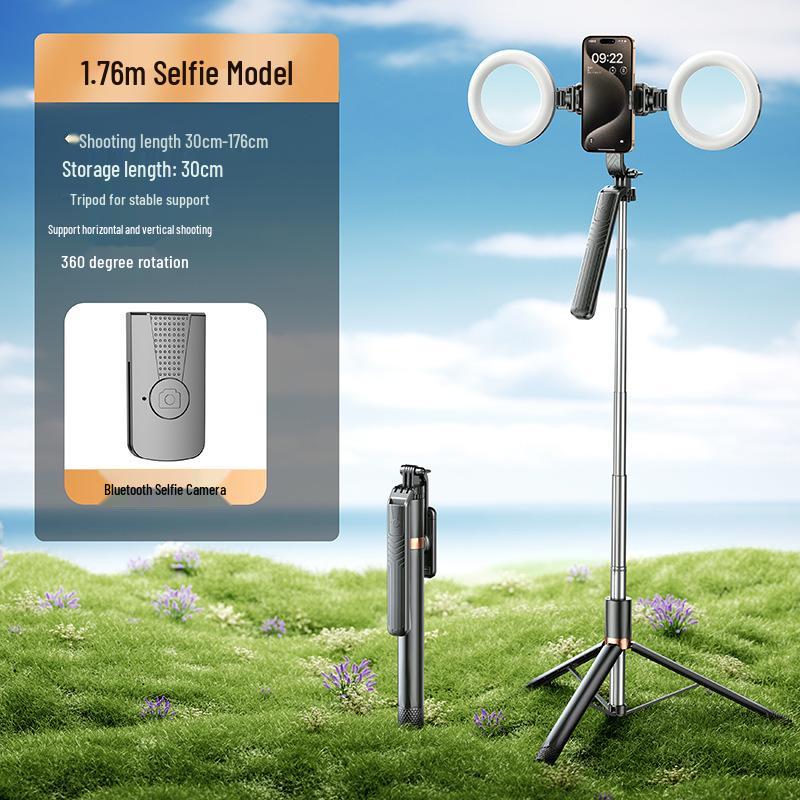 Bluetooth Selfie Stick & Tripod: Portable Telescopic Phone Holder for Desktop & Floor Use