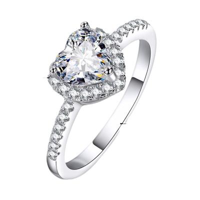 Europe And The United States Fashion Creative Love Heart With Zircon Ring Valentine's Day Gift Confession Couple Ring