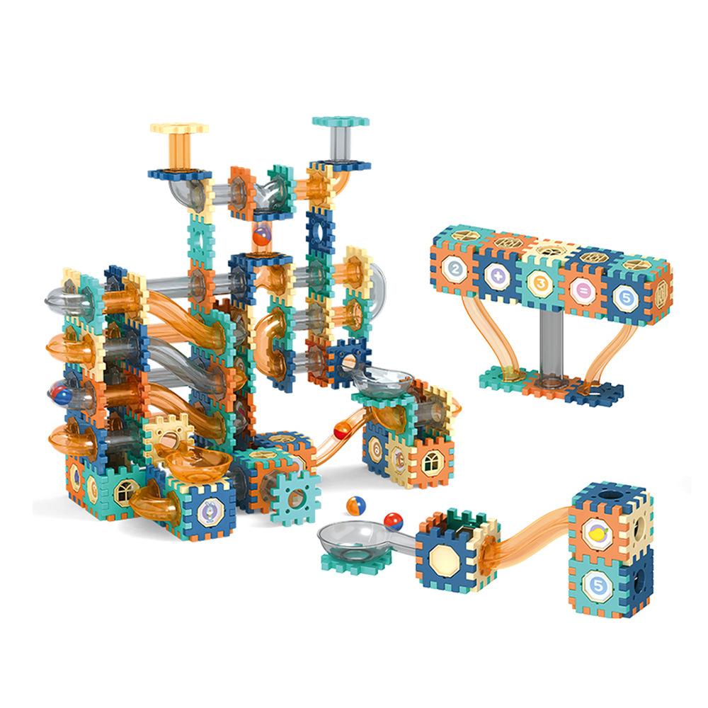 Color Window Ball Track Building Block Large Particle Building Block Slide Ball Assembly Track Children'S Toy