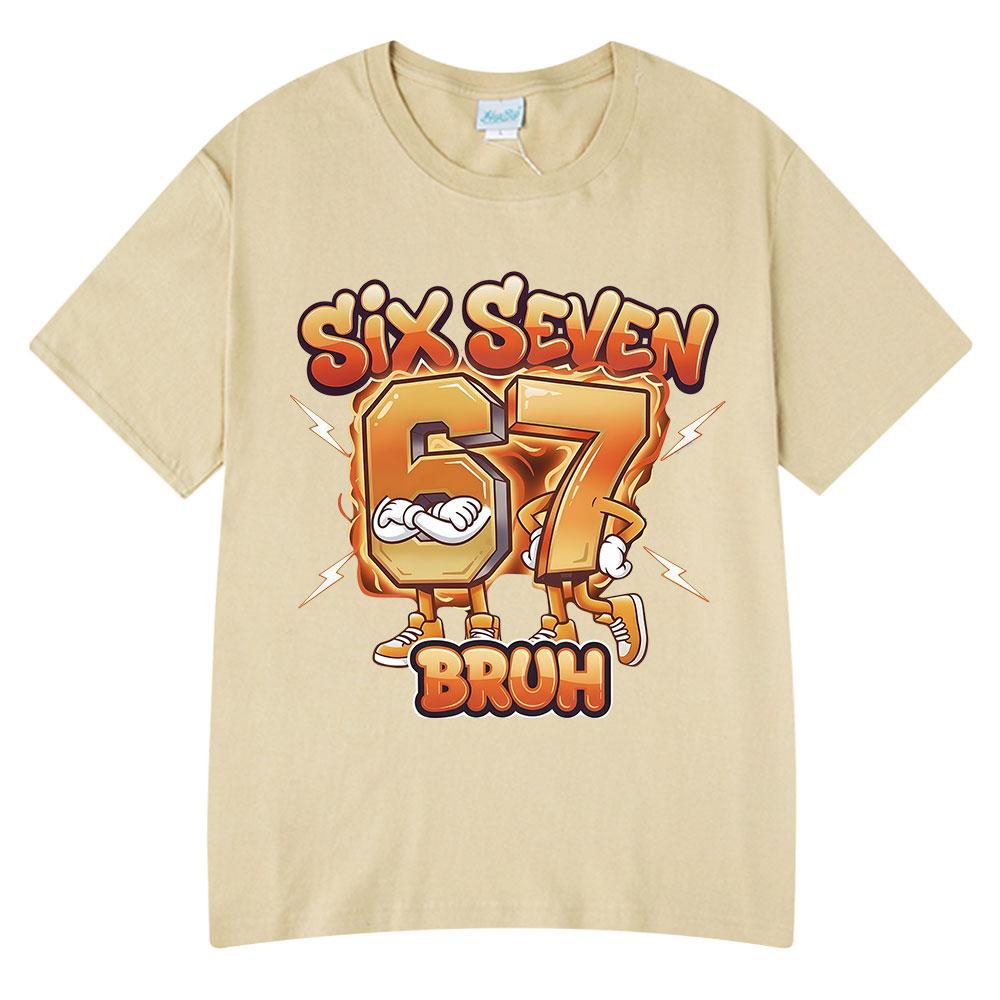 

Six Seven Bruh Funny Cartoon Brainrot 67 Meme T Shirts Unisexs Women Clothing Fashion Harajuku Cotton Casual Short Sleeve Tshirts M