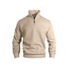 Men's Quarter Zip Pullover Sweater Diamond Jacquard Knit Stand Collar Long Sleeve Casual Sweatshirt For Business & Daily Wear