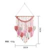 Bohemian Nordic Handwoven Tapestry Wall Hanging with Fringe Feather Leaves Decor