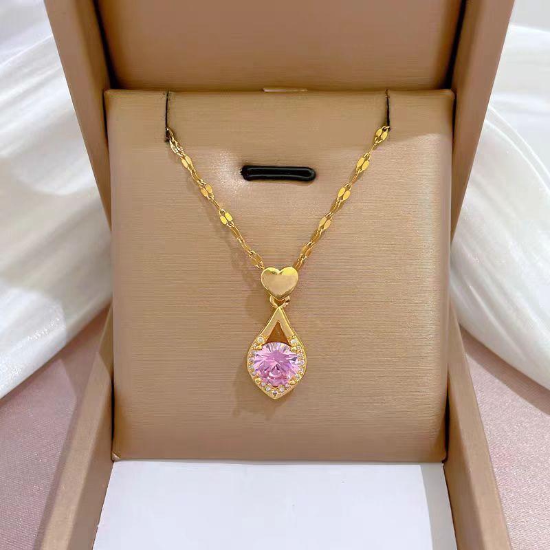 Love Water Drop Necklace Female Versatile Temperament Slightly Set With Diamonds, Collarbone Chain With Jewelry