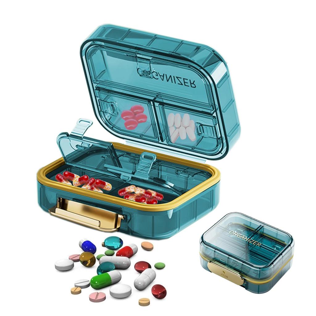 Small Daily Pill Organizer Travel 7 Compartments Portable Medicine Organizer For Stylish Purse Pocket To Vitamins Moisture Proof