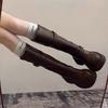 Black Retro Women's Long Boots Double Wear High Tube Knight Style Thick Bottom Spring Autumn Non-Knee High Heel Shoes