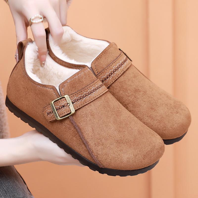 

2025 Женские ретро-мокасины на флисовой подкладке – Теплая и удобная зимняя хлопковая обувь US 6 верблюд