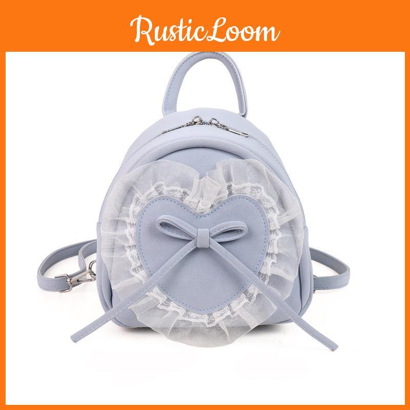 Sweet Doll And Bow Lace Decoration Student Mini Backpack Daily For