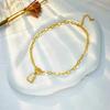 18K Gold Titanium White Shell Square Pendant Necklace for Women - Light Luxury Clavicle Chain