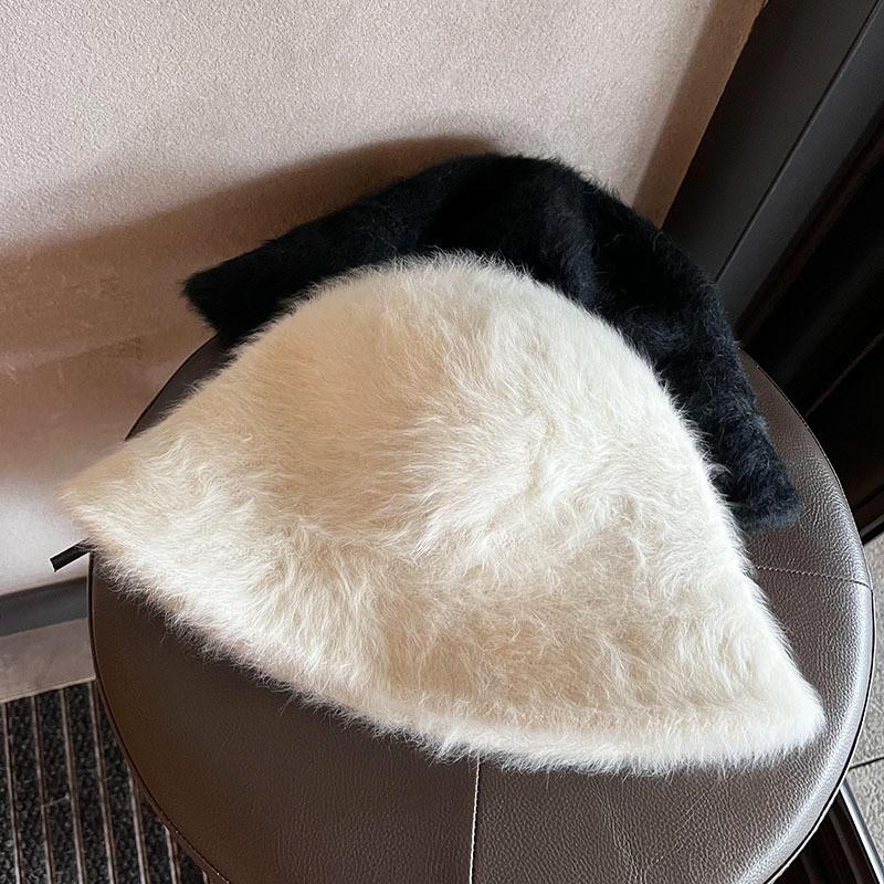 Warmth Women Fashion Fisherman Hat Furry Water Bucket Hat With Wide Brim
