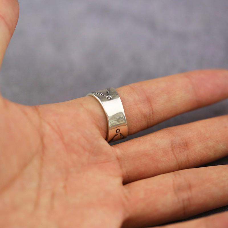 Adjustable Open Ring Men Women Vintage Floral Geometric Design Plated Handcrafted Flower Petal Band