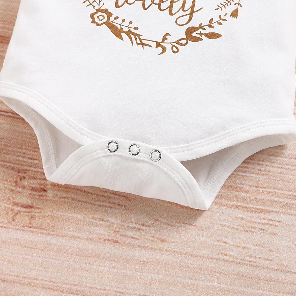 Fashion Baby Girl 2PCS Clothes Cute Letter Print Romper Short Sleeve Jumpsuit for 0-18M Newborn Infant Summer Outfit Casual Daily Wear