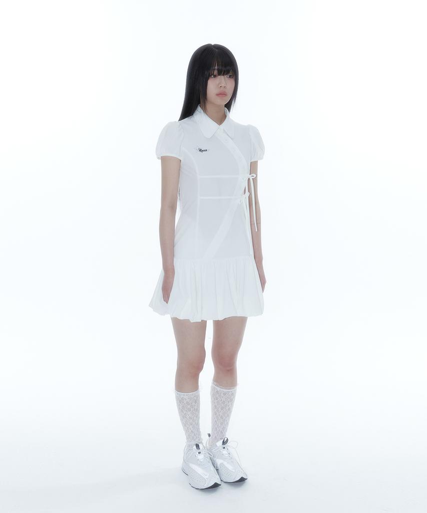 Kasiko Puff Preppy Mini Dress White