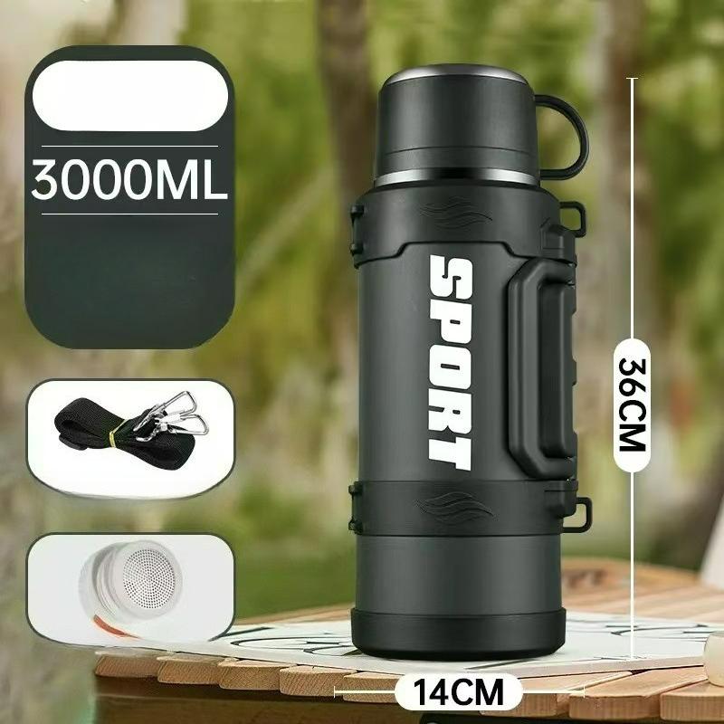

316 Stainless Steel Thermos Pot, Large-capacity Outdoor Travel Car, Large Thermos Cup, Household Portable Thermos Kettle 3000ML темно-зелений колір