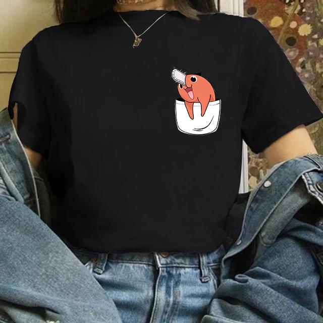 Kettensäge Unisex T-Shirt Damen Japanischer Anime Gotische T-Shirts Grafik Y2k Kleidung Lustiges Cartoon Unisex Kurzarm T-Shirt Oberteile