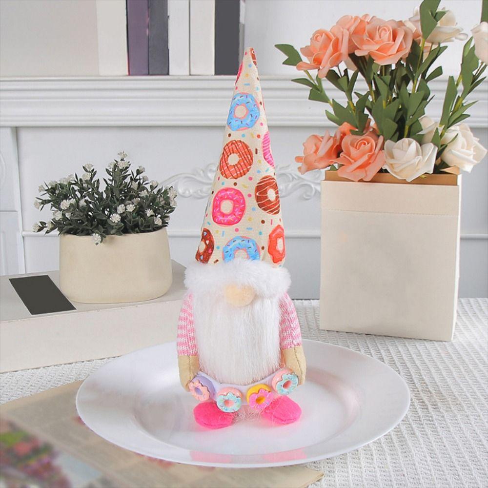 Módní Jedinečná Bezobličejová Panenka Donut Roztomilá Ruční Práce Starší Trpaslík Panenka Kreslené Vánoční Ozdoby Okno