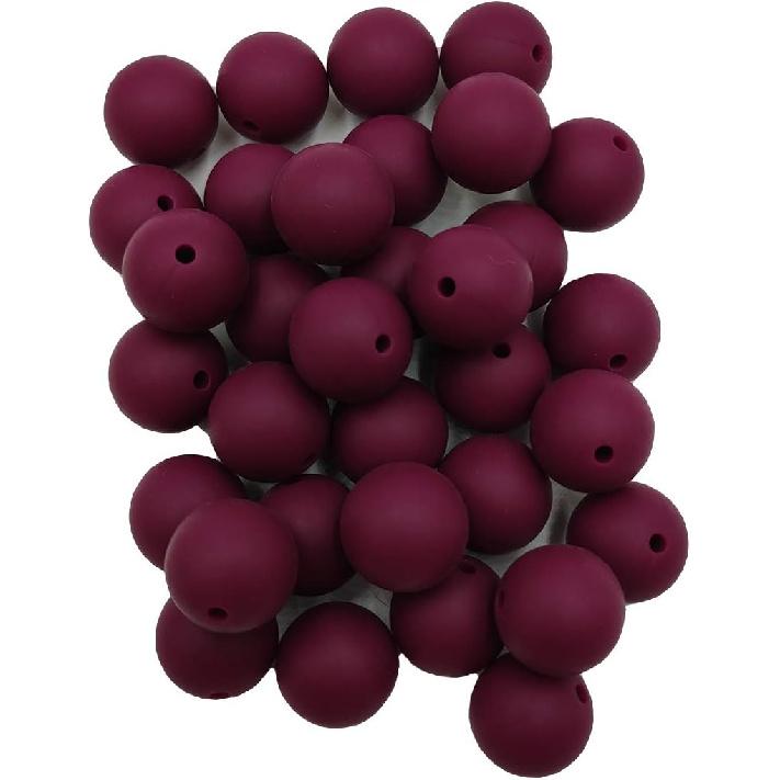 100pcs Red Wine Color Silicone Round Beads Sensory 15mm Silicone Pearl Bead Bulk Mom Necklace DIY Jewelry Making Decoration