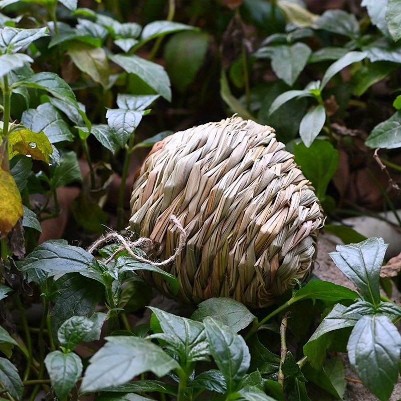 2pcs Straw Spherical Round Bird Nest Outdoor Garden Courtyard Simulation Ornaments Pet Toy Parrot Cage