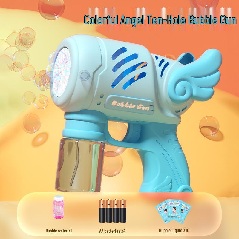 Popular 10-Hole Automatic Bubble Gun Toy - Angel Gatling Bubble Blower
