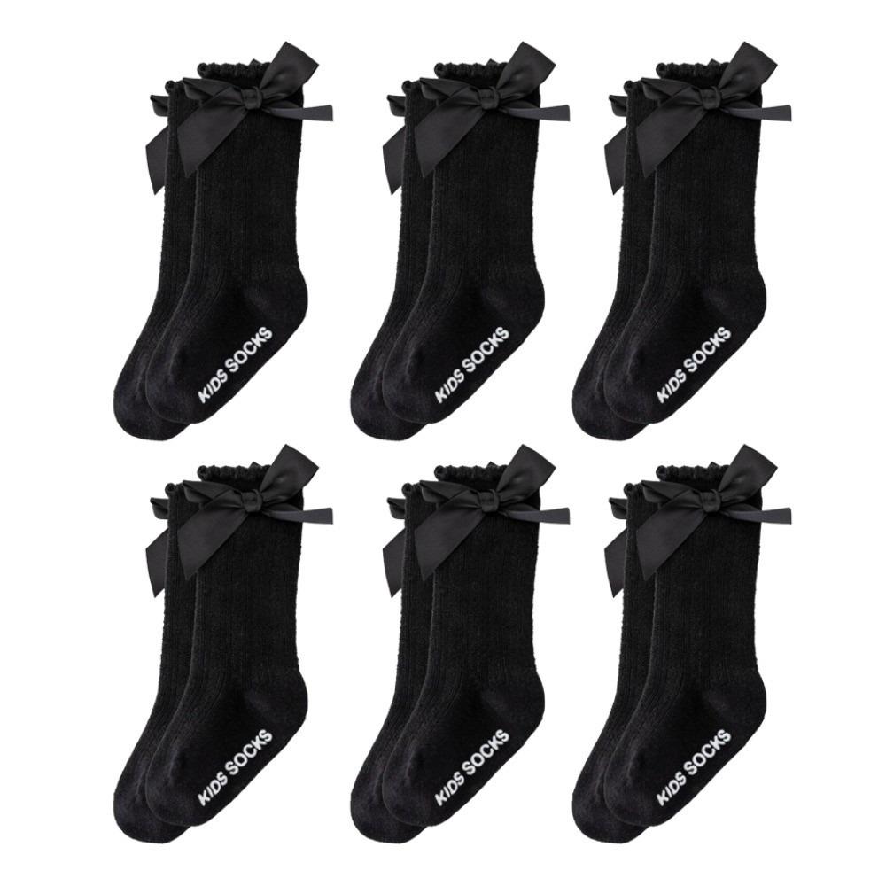 6 Pairs Soft Baby Knee Socks Breathable Big Bow Hosiery Fashion Kids Socks  Girls Wear