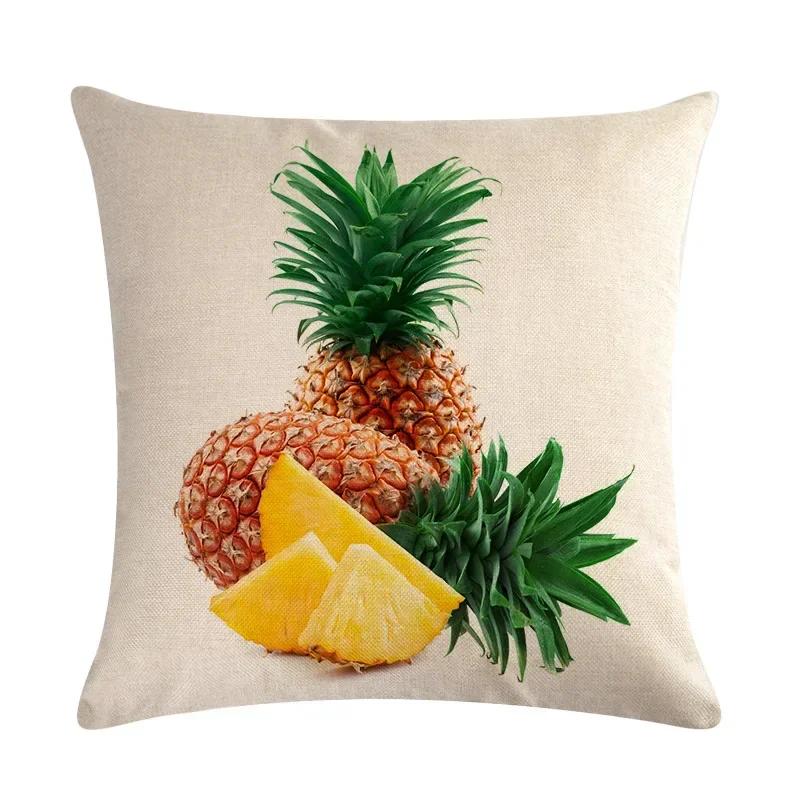 Pineapple Orange Fruit Plant Linen Pillowcase Car Seat Office Cushion Cover Living Room Sofa Decorative Pillowcase 45*45Cm