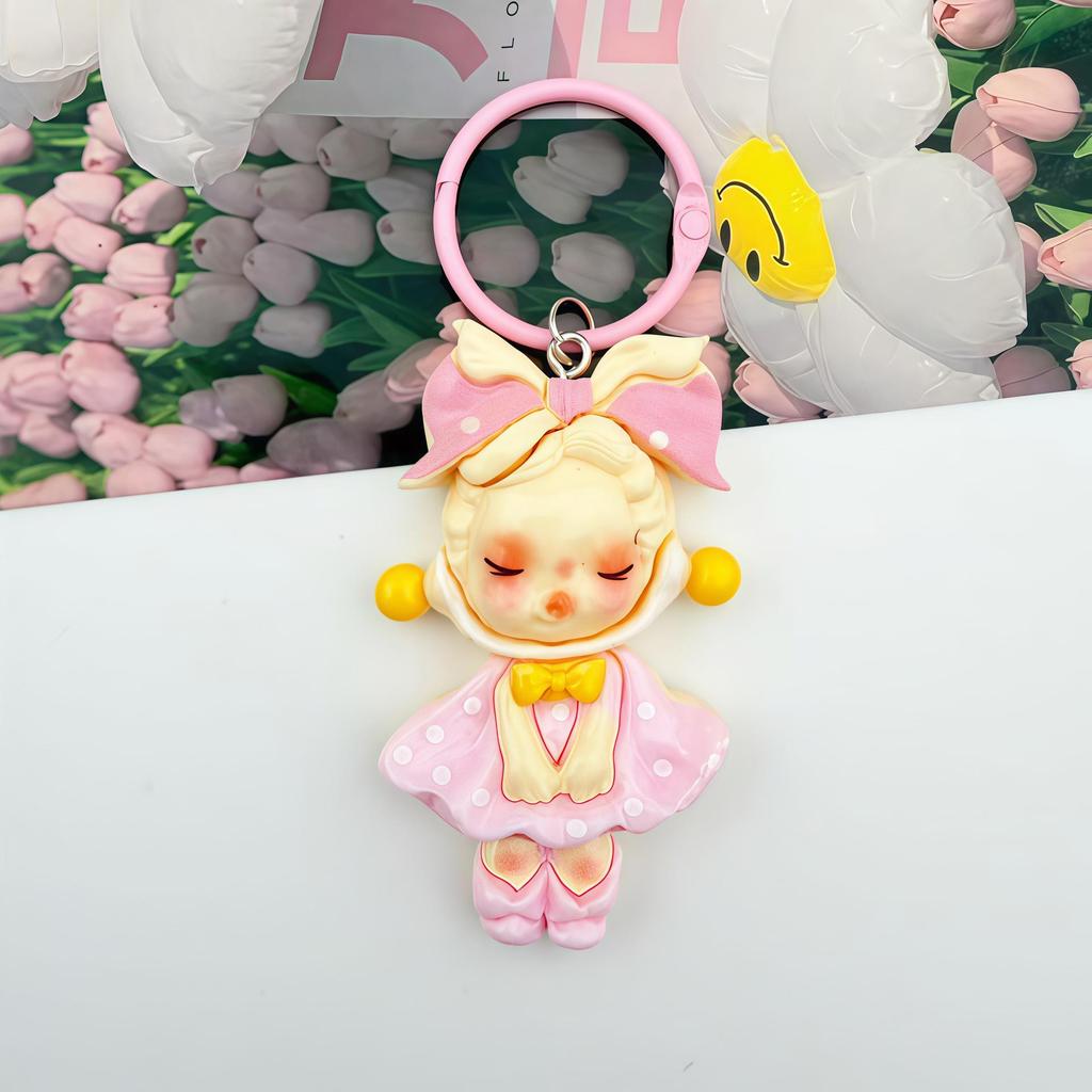 Large Bow Bubble Skirt Girl Resin Keychain Pendant Gift