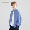 Mucmukn Kids' Blue Plaid Puppy Embroidered Versatile Layering Shirt