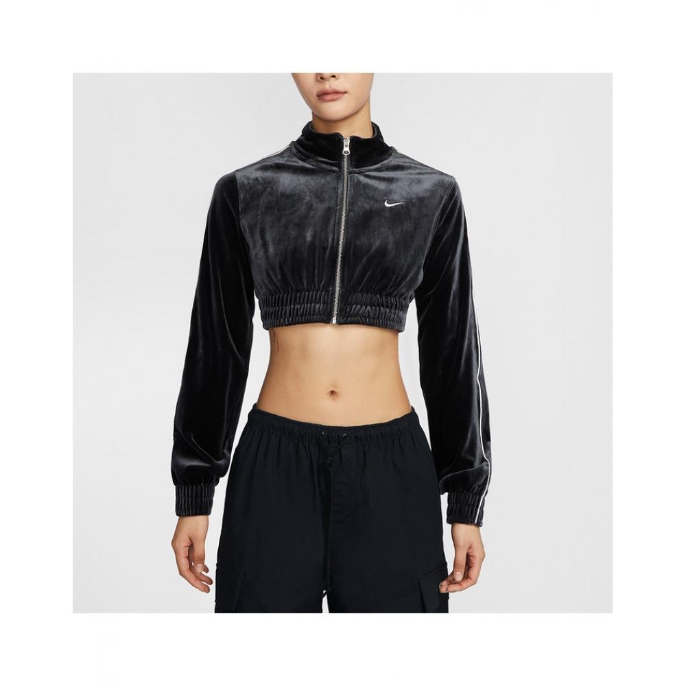 

Укороченный велюровый топ Nike Women S на молнии Fz3680 010 Black sale/80