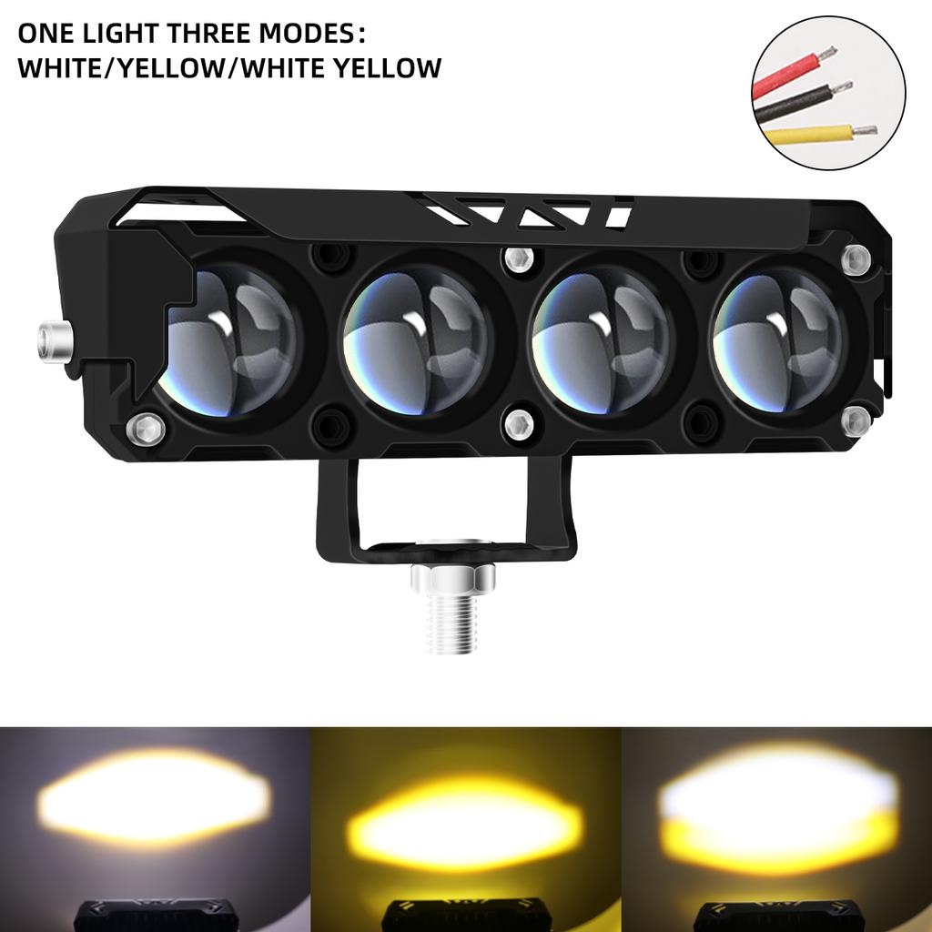 1/2pcs Motorcycle LED Spotlight 4x4 Strip lights 4 Lens Working Light Bar Yellow White High Low Beam Lights Fog Lamp Spotlight