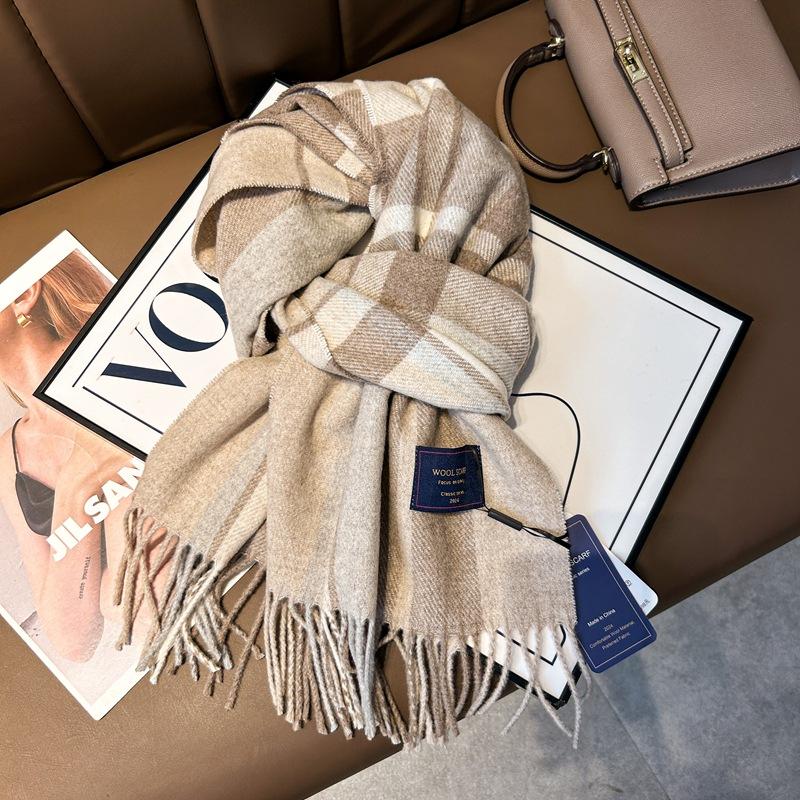 Autumn and Winter New Blended Scarf Women's British Versatile Plaid Scarf Couple Warm Thickened Fringed Shawl