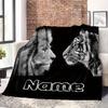 Lion And Tiger Customize Your Name Blanket Warm Comfortable And Soft Blankets Are Suitable For Home Lunch Break Blanket Office Sofa Sofa Gift To