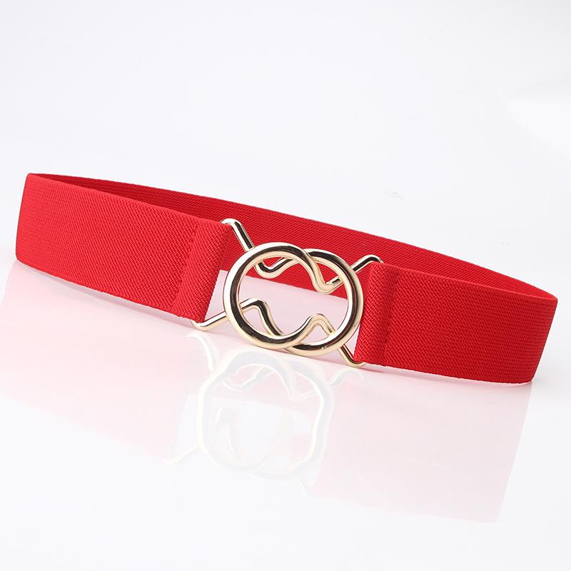 Ceinture Minimaliste Noire Élastique à Taille Haute pour Femme avec Double Boucle Ronde