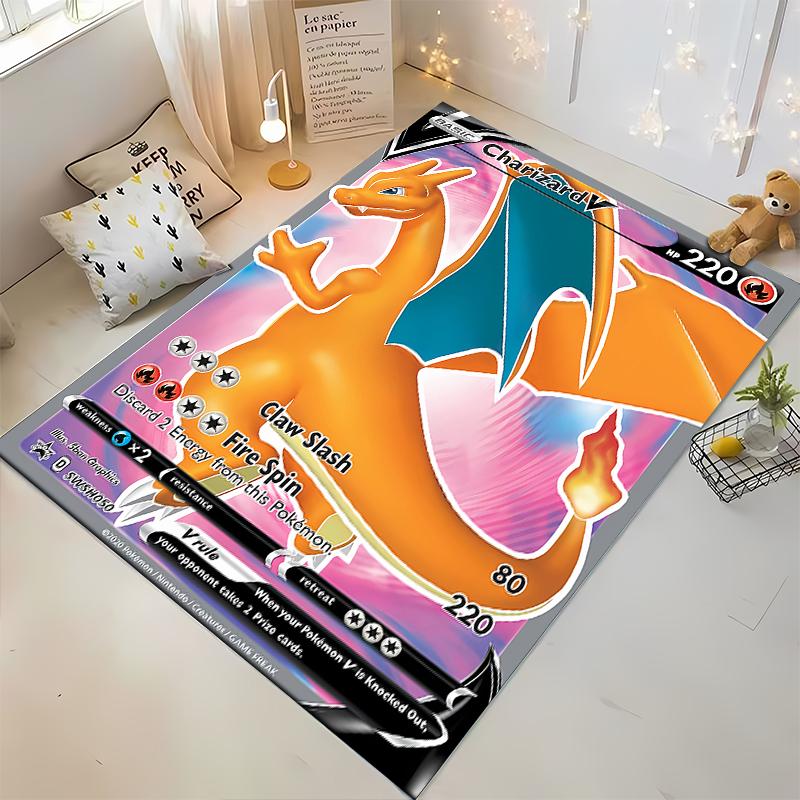 Potdemiel Japanese Anime Pokemon Charizard Card Pattern Carpets Bedroom Mats Rug Bedroom Decor Carpet Crawl Mat Christmas Gift