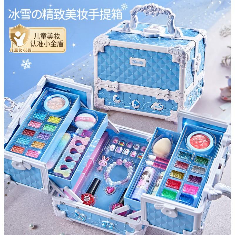 Kids Makeup Toy Set Girls Age 4-6 Non-Toxic Cosmetic Play Kit Princess Beauty Box With Nail Polish Accessories