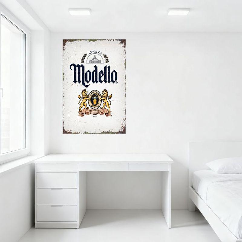 Vintage Modelo Cerveza Metal Tin Sign Distressed Aged Style for Bar Home Man Cave Decor 1925 Founding Year Emblem & Lions Design