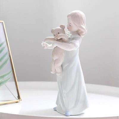 Girl Statue Decorative Figurine Cute Desktop Ornament Figure Sculpture for Dining Table Cabinet