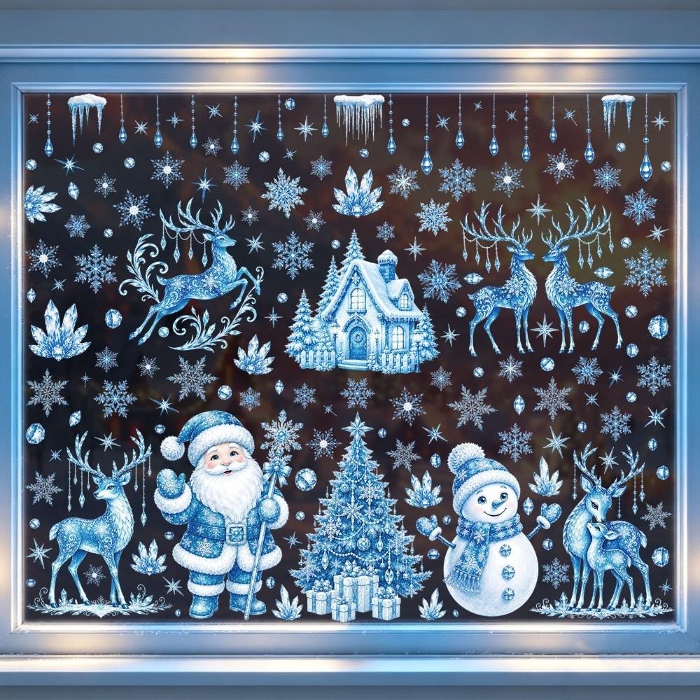 Santa Claus Christmas Tree Christmas Wall Sticker Christmas Static Window Stickers Festive Decor