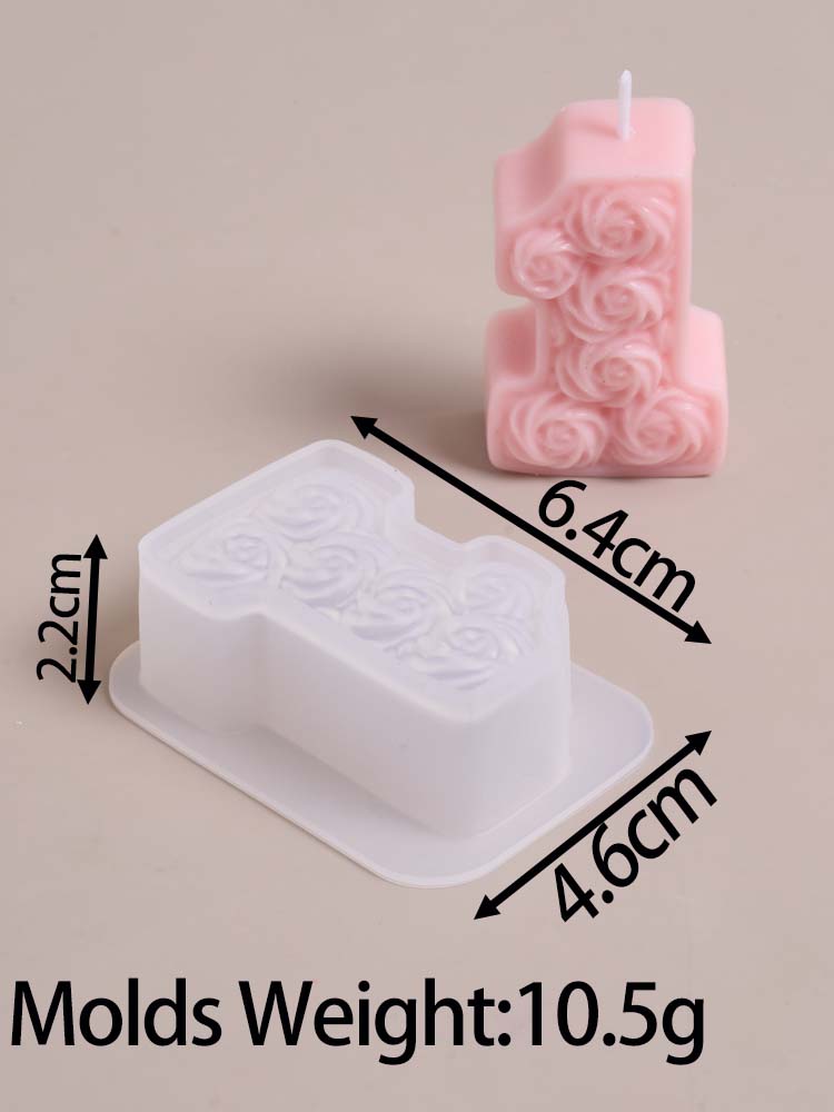 DIY Rosen-Zahlen-Geburtstagskerzen-Ornament Silikonform Handgemachte Duftkerzen Herstellungszubehör Gips-Handwerk Gussformen Geschenke