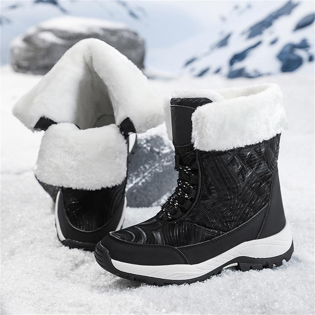 TUINANLE Winter Thick Women's Snow Boots Warm Plush Mid-calf Boots Non Slip Platform Snow Boot Casual Female White Shoes