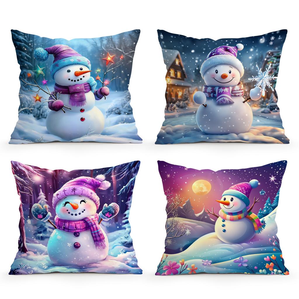 Weihnachts niedlicher Schneemann Kissenbezug Schlafzimmer Sofa Kissenbezug 100% Polyester Wohnzimmer Kissen Kissenbezug Heimdekoration