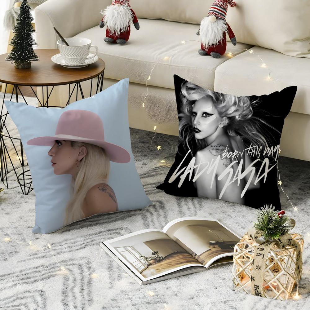 Lady Gaga Cushion Cover Breathable Linen Pillow Cover Skin-Friendly Home Decor Pillowcase With Hidden Zipper