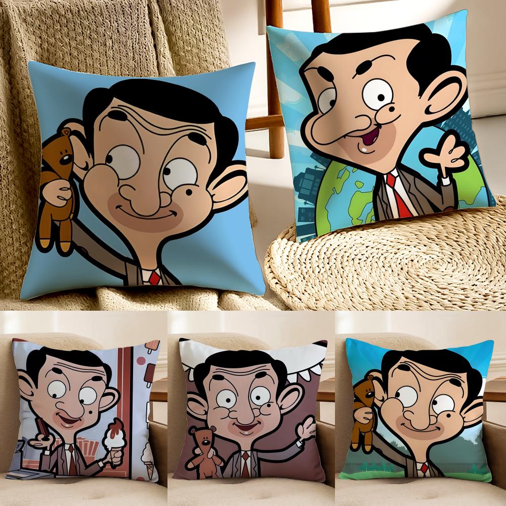 Funny Cartoon Characters Mr BeanForGrowth Cushion Cover Pillowcase Antidustmite living Room Sofa Decor Cushion Room