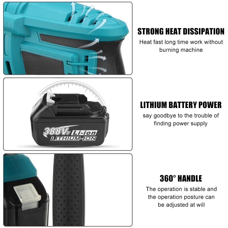 10pcs 0-6200rpm Rechargeable Cordless Rotary Hammer Impact Drill Brushless Electric Hammer Drill Perforator for 388VF 18V Battery