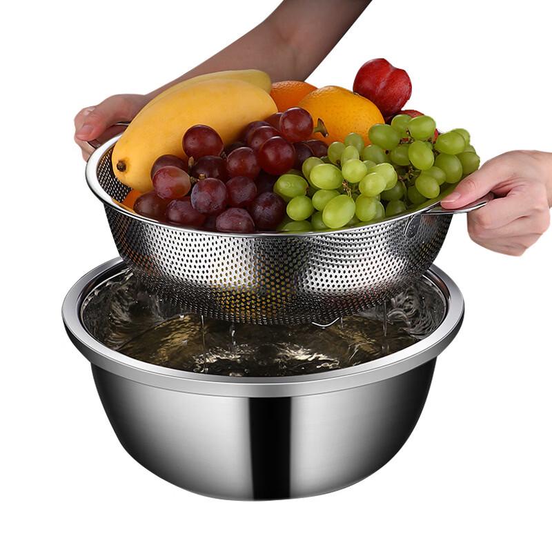 Stainless Steel Fine Mesh Strainer & Solid Basin Set