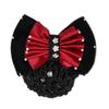 Fashion Bow Satin Rhinestone Barrette Net Bun Snood Hair Clip Cover Bowknot Hair Accessories